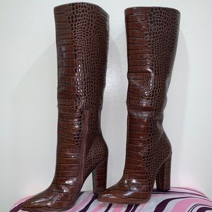 ALDO MID CALF CROC BOOTS